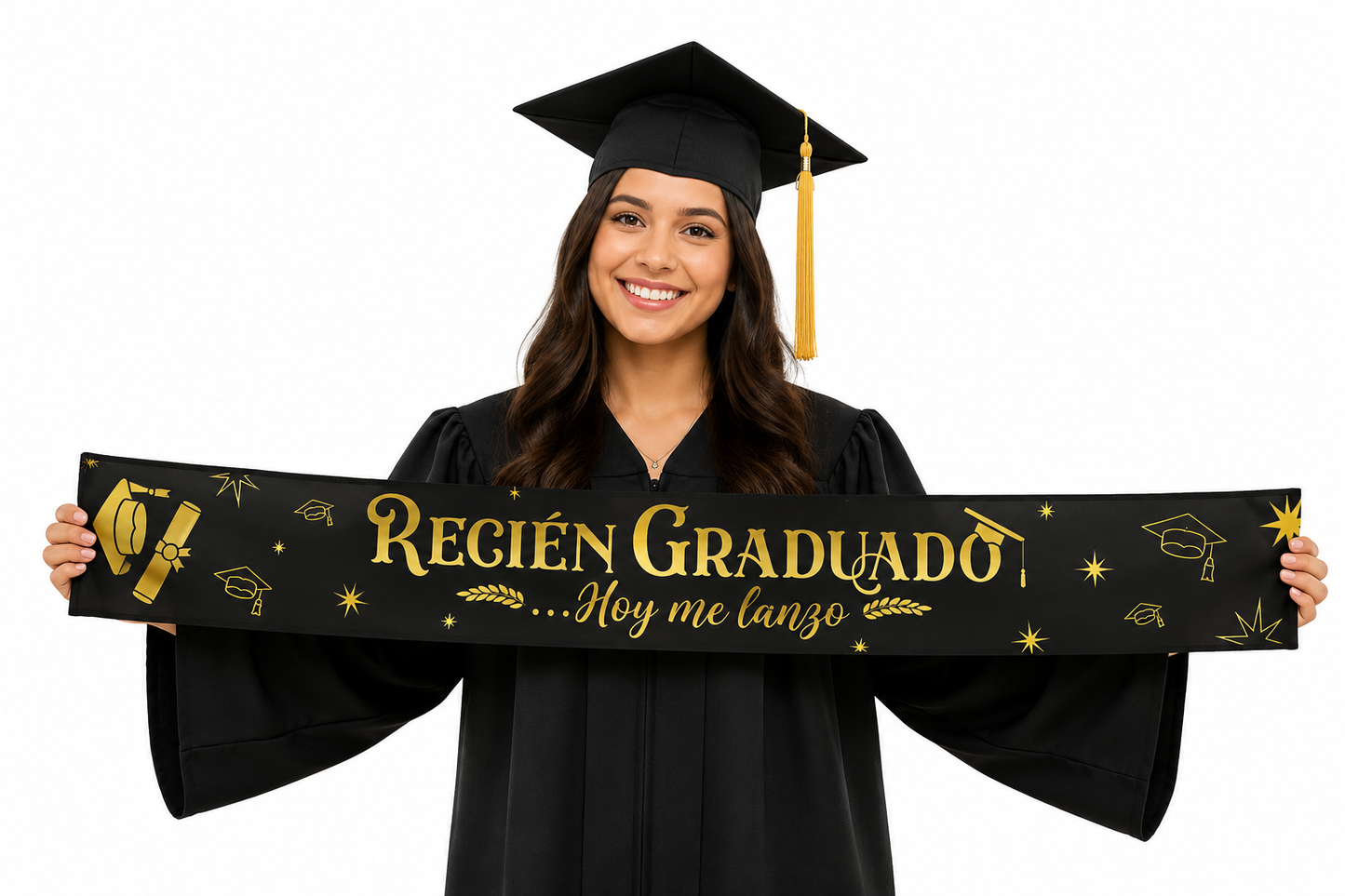 Banda Cotillón Fiesta Recién Graduado Negro Graduaciòn