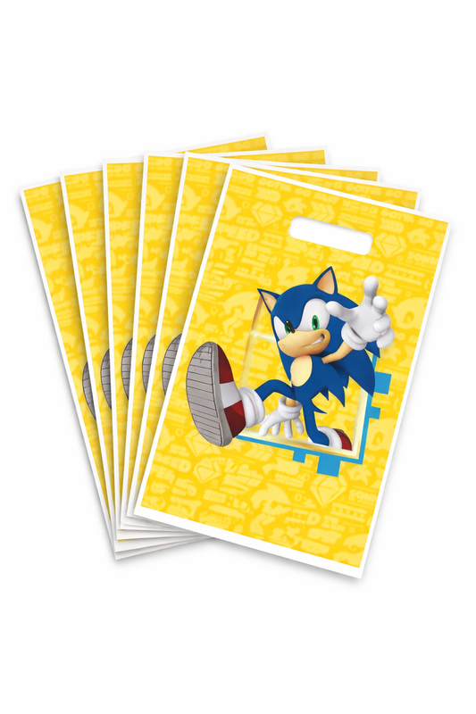 Pack 6 Bolsas De Dulces Sonic Para Cumpleaños