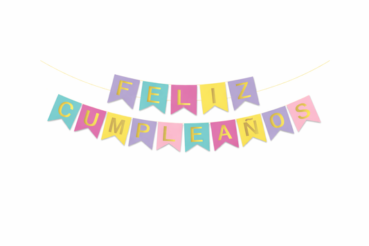 Banderín Colgante Feliz Cumpleaños Colores Pasteles Pasteles