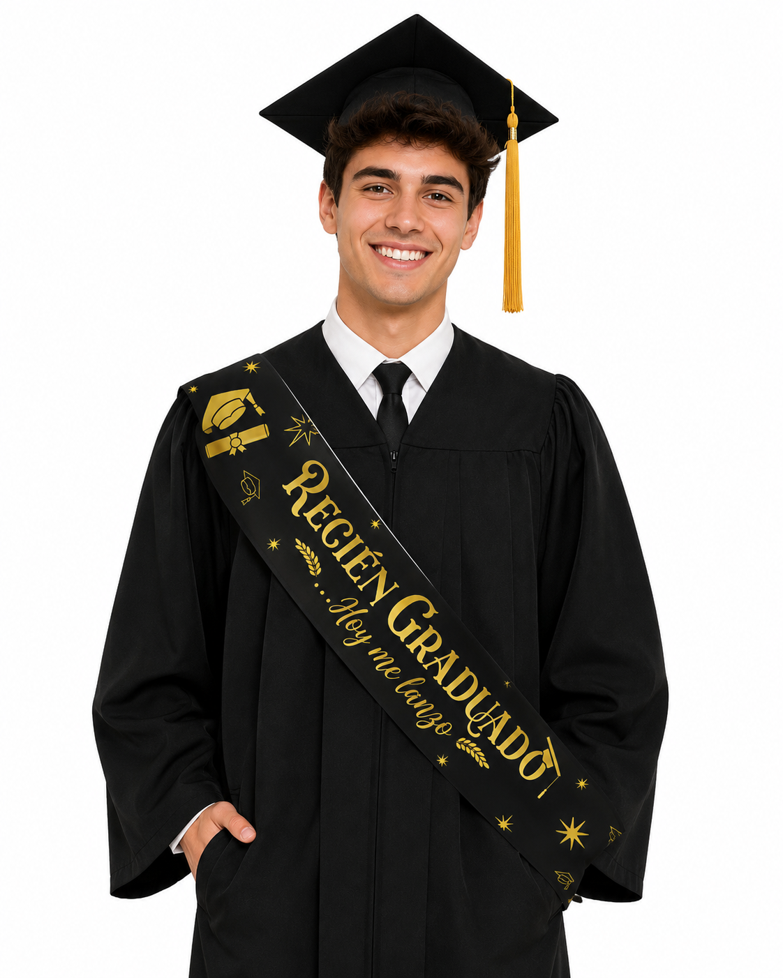 Banda Cotillón Fiesta Recién Graduado Negro Graduaciòn