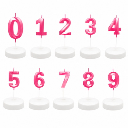 Vela De Cumpleaños Numeral Rosado Brillante 5x7 Cm