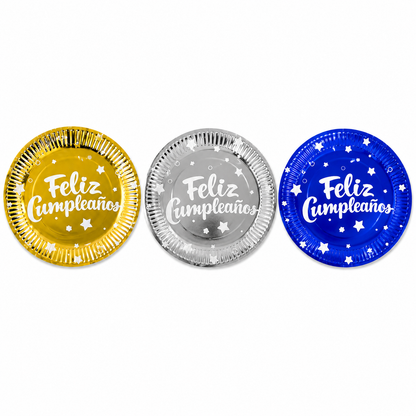 Pack 10 Platos De Feliz Cumpleaños Con Diseño