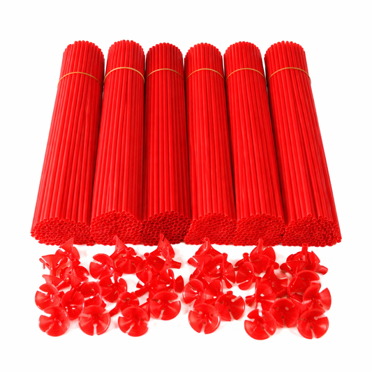 Pack 100 Varillas de globos con copas color rojo 40 cm