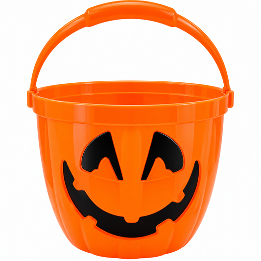 Canasto Balde Para Dulces Halloween Grande 23x16 Naranjo