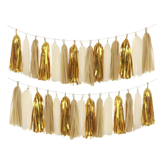 Guirnaldas Tassel 18 Porras Doradas Decoración Fiestas Dorado