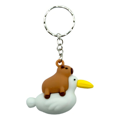 Pack 12 Llaveros Colgantes De Goma Capibara Capybara Color Marrón