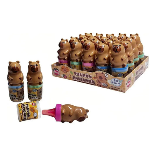 Caja 20 Chupetes Dulces Capibara Sin Azúcar Mabu