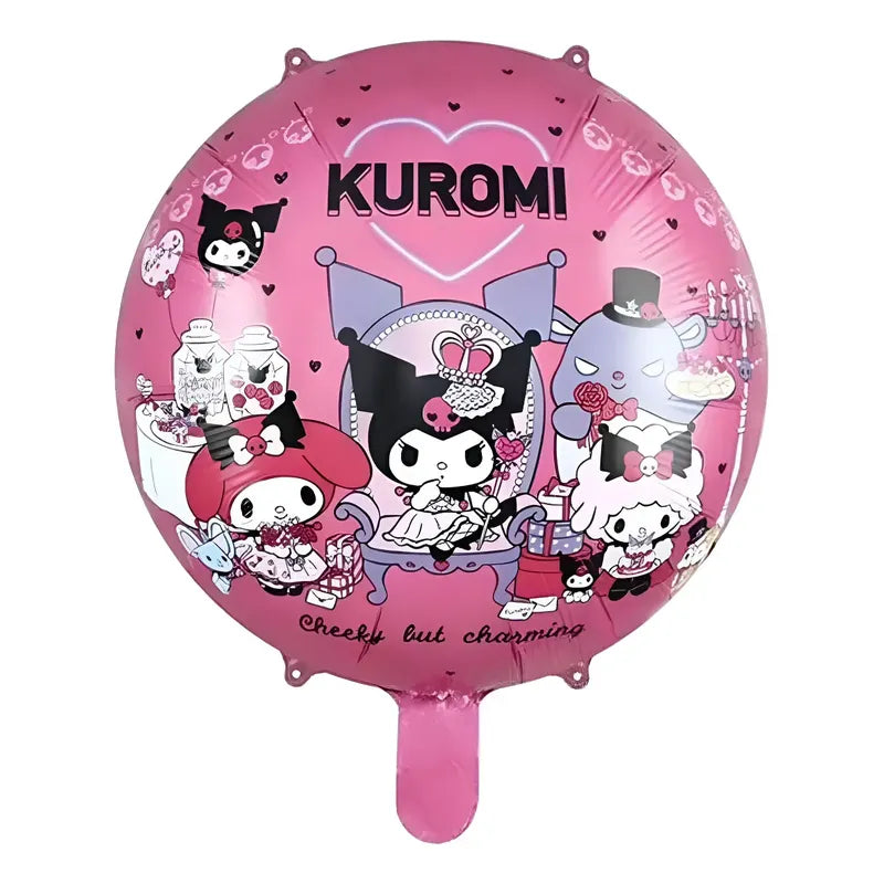 Pack 5 Globos Metalizados Kuromi Cumpleaños Violeta
