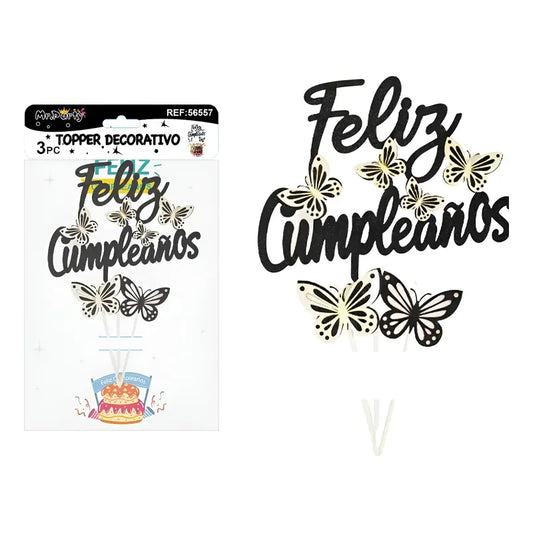 Topper O Adorno Decorativo Para Torta Mariposas Negro Negro