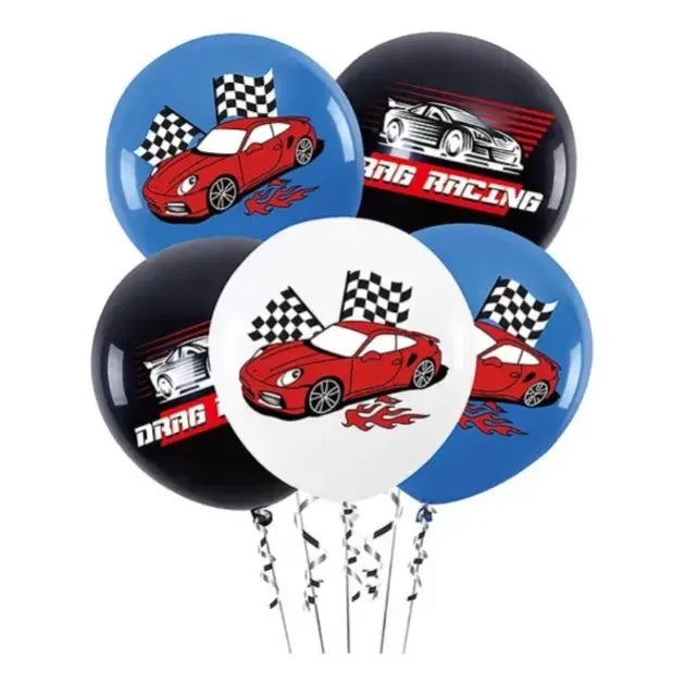 Pack 5 Globos De Cumpleaños Autos Hot Wheels Rojo