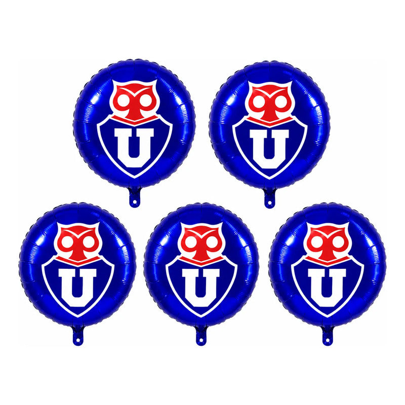 Pack 5 Globos Metalizados Universidad De Chile Cotillón Fies Azul