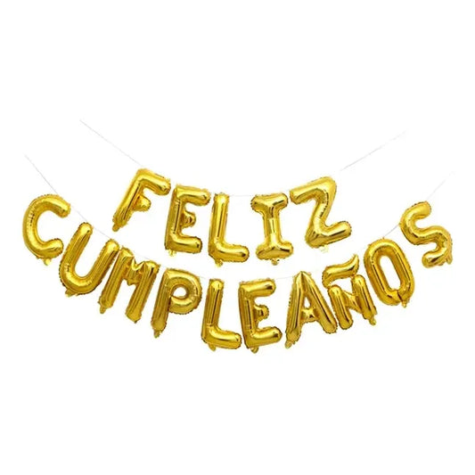 Globo Metálico 16  Dorado Feliz Cumpleaños