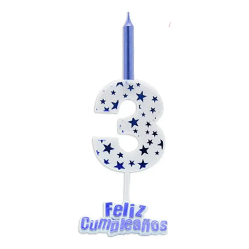 Vela De Cumpleaños Numero Estrella Azul