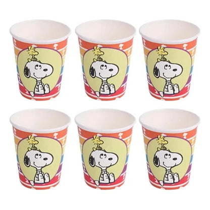Pack 6 Vasos Cumpleaños Snoopy Blanco