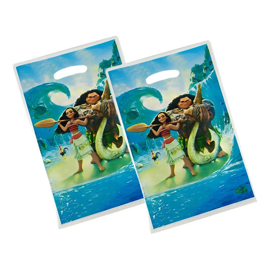 Pack 10 Bolsas Plásticas Dulceras De Cumpleaños Moana Azul Claro