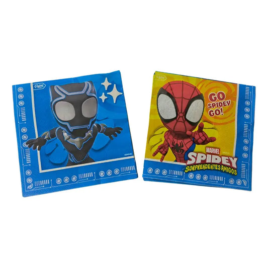 Pack 12 Servilletas Cumpleaños Spidey Y Sus Amigos Amarillo