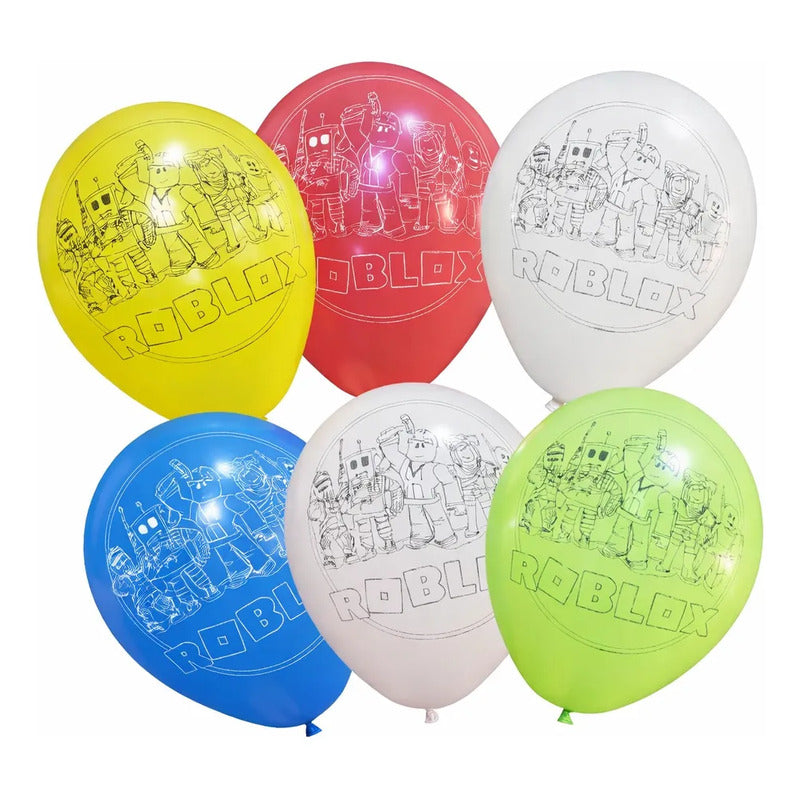 Set De 12 Globos Roblox Decoración Cumpleaños  Surtido
