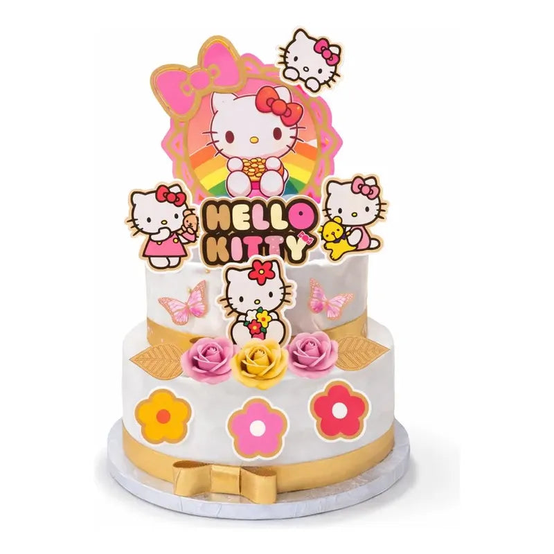 Topper Decorativo Hello Kitty Para Torta De Cumpleaños Rosa