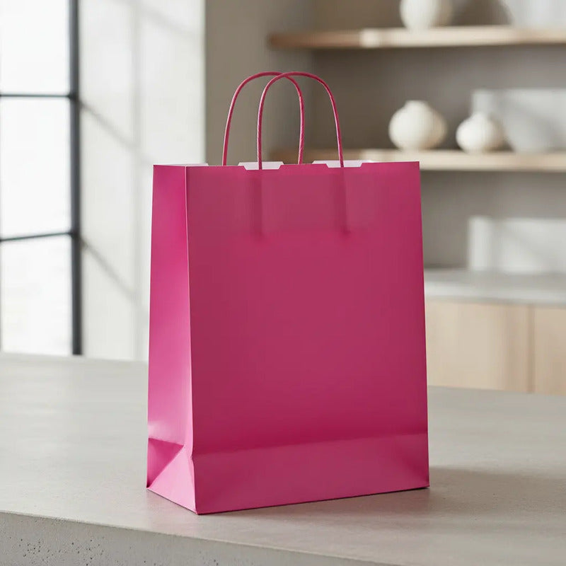 Pack 12 Bolsas De Papel Kraft De Color 27x21x11 Cm