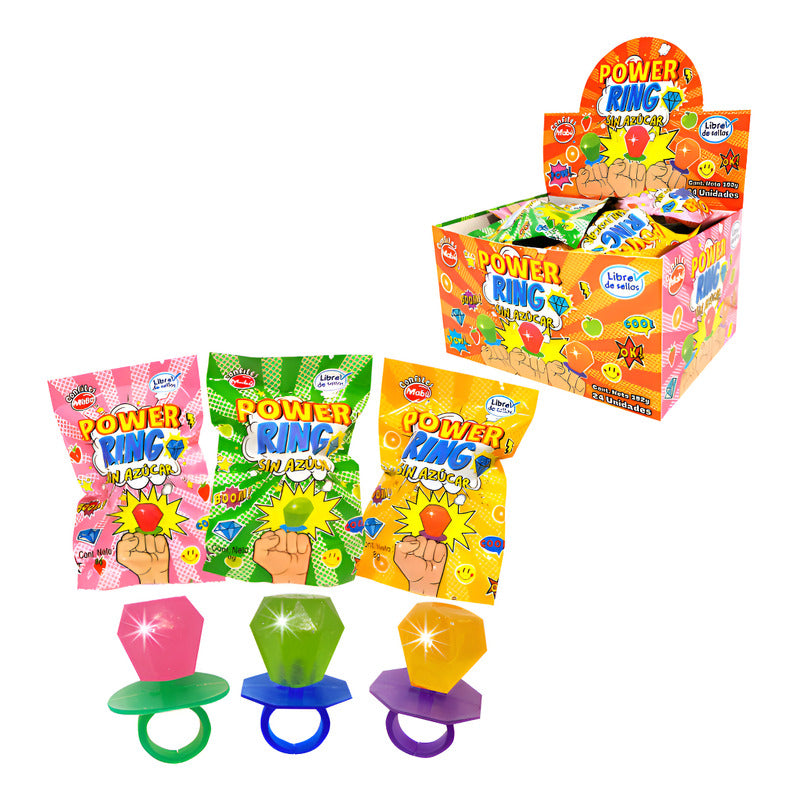Caramelos Sin Azucar Forma Anillos Caja 24 Unidades
