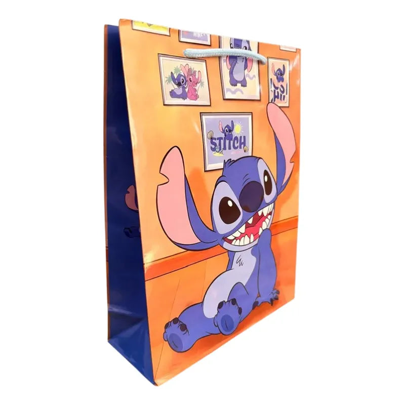 12 Bolsa Stitch Disney Cumpleaños Infantil Cotillón Azul