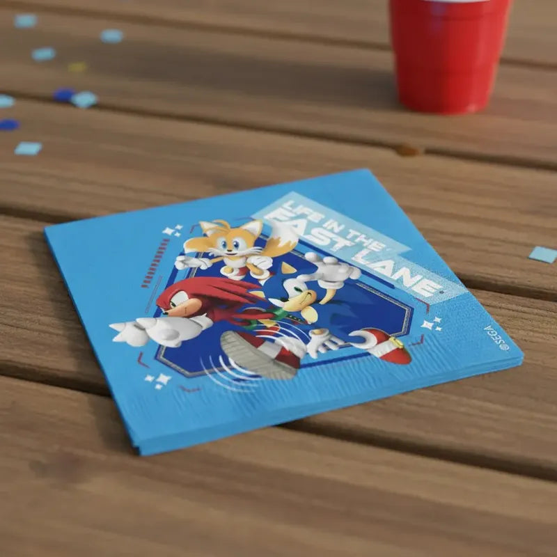 Pack 12 Servilletas Sonic De Cumpleaños Y Fiestas