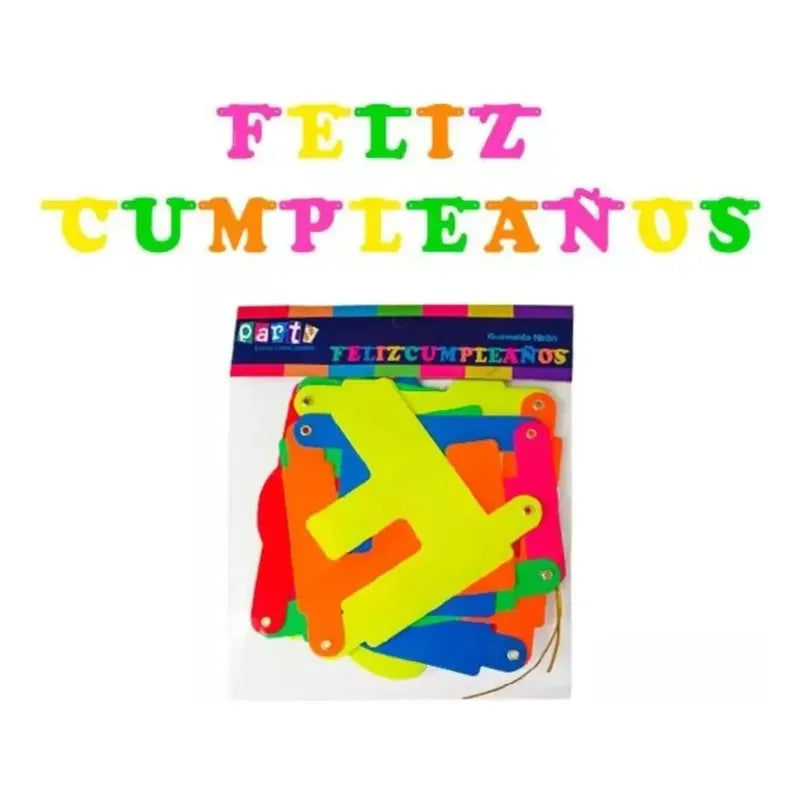 Guirnalda Feliz Cumpleaños Fluor Flúor Feliz Cumpleaños