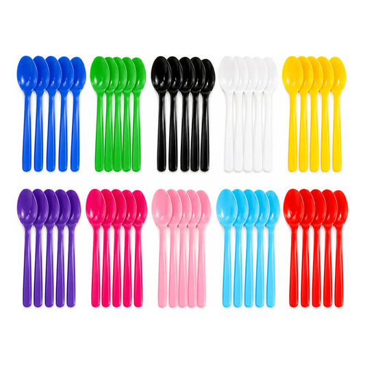 20 Cucharas Plásticas Desechables De Color Cotillón