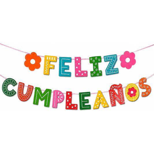 Guirnalda Letrero Feliz Cumpleaños Decoración Flores Variado
