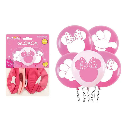 Set 5 Globos Latex Minnie Mouse Rojo