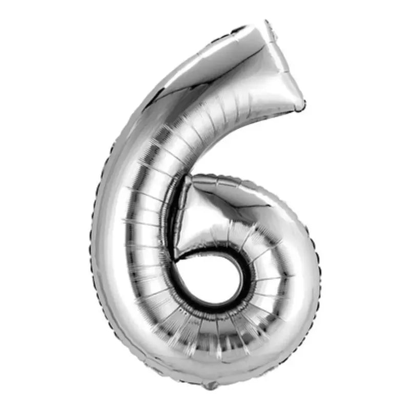 Globo Número Plateado Metalizado 80 Cm Cumpleaños