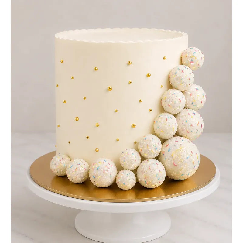 Adorno Decorativo Para Torta Topper Esferas X 20 Unidades Blanco