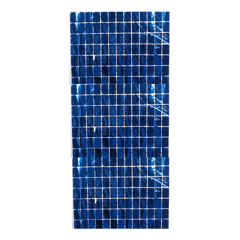 Cortina Cumpleaños Metálica Cuadros Decorativa 100x200 Cm