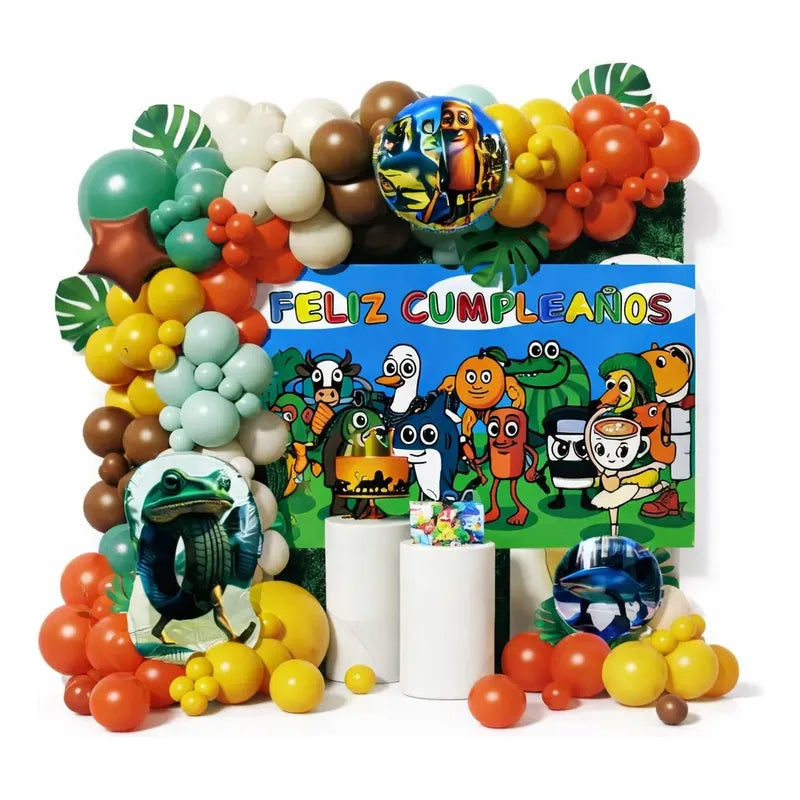 Decoración De Globos Candy Bar Tralaleros Brainrot Cotillon Verde