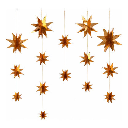 Guirnalda Colgante Estrellas 3d Doradas Para Decoración Dorado