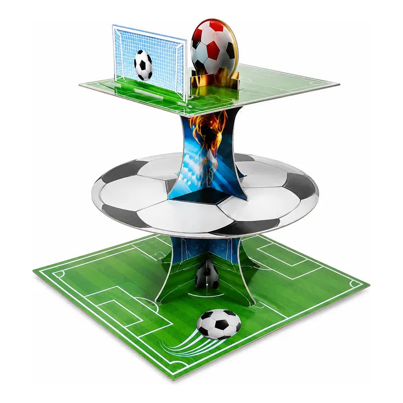 Porta Cupcakes Fútbol 3 Pisos Para Fiesta Y Cotillón Verde