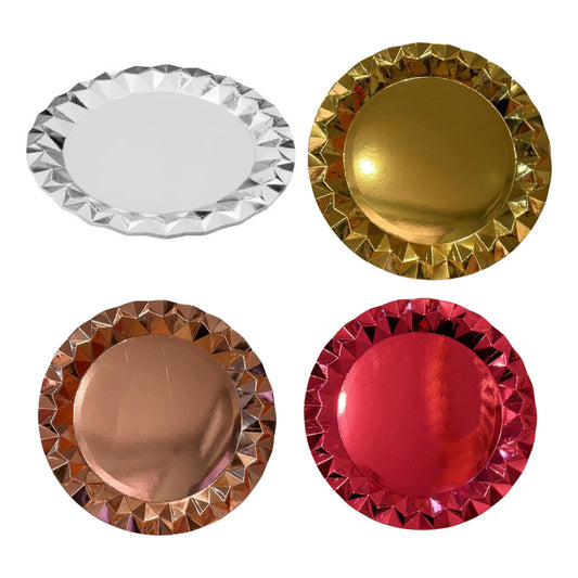 Platos De Torta De Cartón Metalizados 18 Cm Color X 6 Unidad