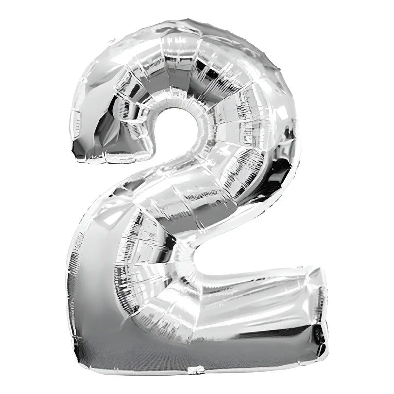 Globo Número Plateado Metalizado 80 Cm Cumpleaños