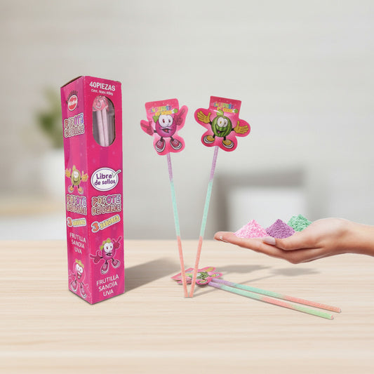 40 Unidades Dulces En Polvo Popote De Dulce Para Niños