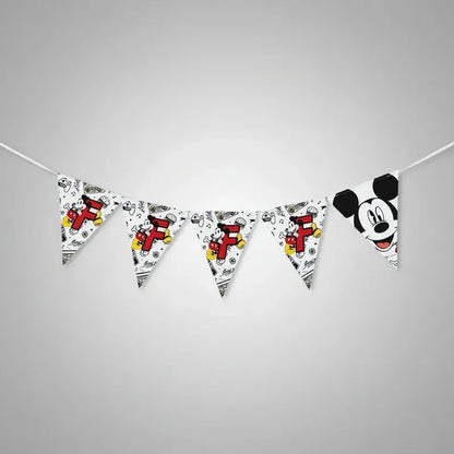 Guirnalda Decoración Mickey Mouse Cotillón Activarte Blanco Y Negro Con Detalles Rojo Y Amarillo Mickey Mouse Blanco Negro Con Detalles Rojo Amarillo