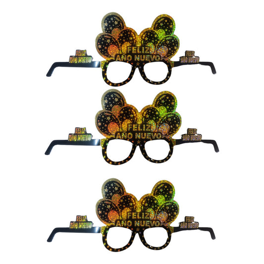Pack 6 Lentes Celebración De Año Nuevo Dorados