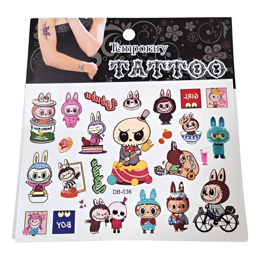 Set 6 Sobres Pegatinas Tatuajes Temporales Niños Labubu
