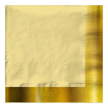 Set 12 Servilletas Premium Doradas Y Borde Brillo Metalizado Dorado
