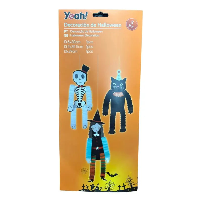 Figuras Decorativas Colgantes Halloween X 3 Unidades Naranjo