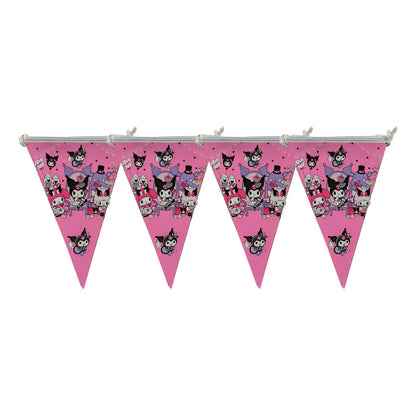 Cotillón Cumpleaños Kuromi Sanrio Banderín Decorativo