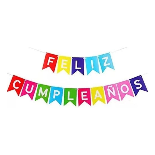 Guirnalda Feliz Cumpleaños Colores Decoración Fiestas