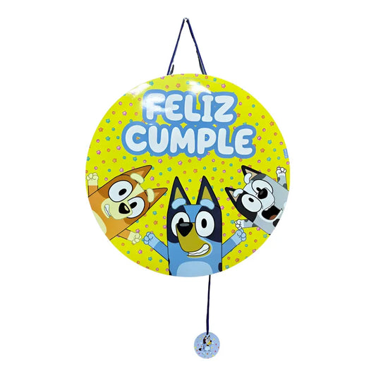 Piñata Cumpleaños Plana 3d Bluey Amarillo