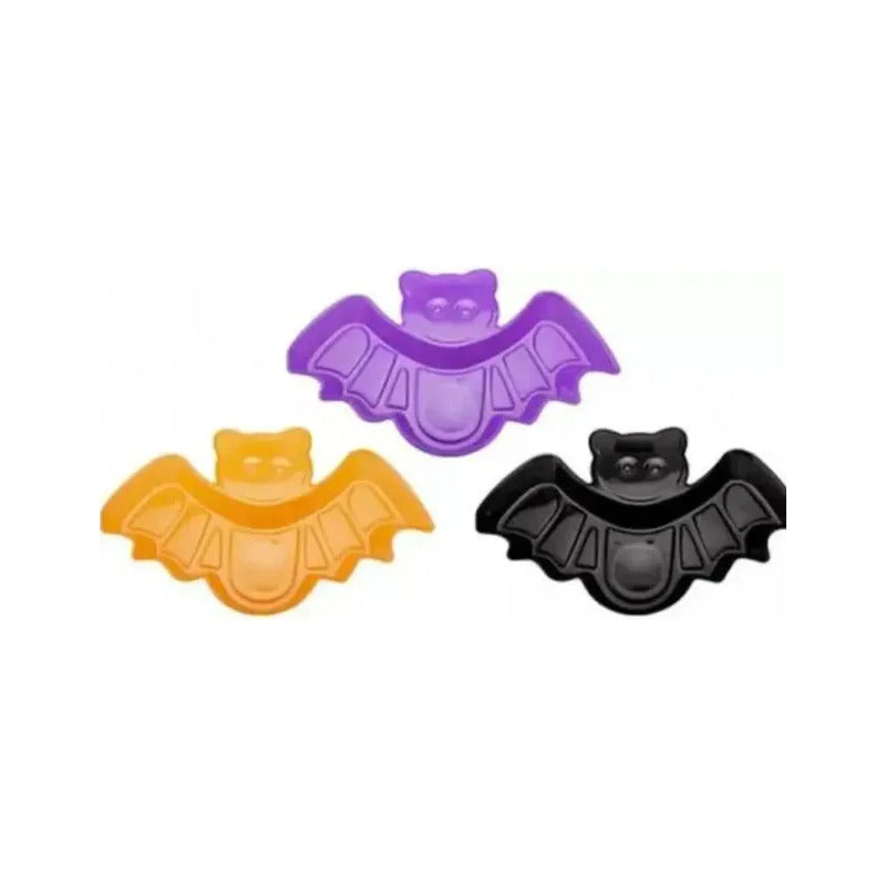 Bandeja Murciélago Halloween Fiesta Dulces Cotillón Morado, Naranja Y Negro