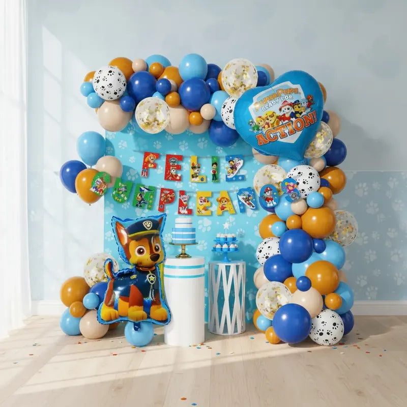 Decoración Globos Candy Bar Paw Patrol Cotillon Cumpleaños Azul