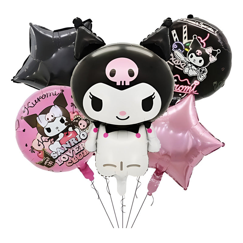 Set De Globos Metalizados Kuromi (5 Unidades) Negro Kuromi